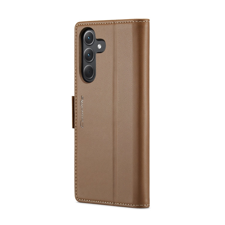 For Samsung Galaxy A35 5G CaseMe 023 Butterfly Buckle Litchi Texture RFID Anti-theft Leather Phone Case(Brown) - free shipping - PMC Jewellery - Order now!
