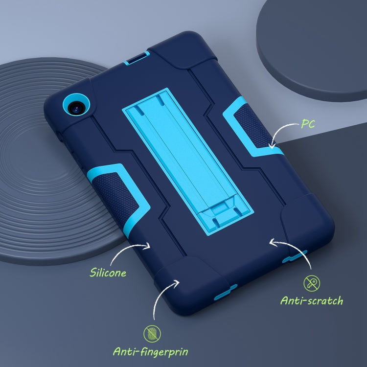 For TCL Tab 8 LE / WiFi Contrast Color Silicone Hybrid PC Tablet Case with Holder(Navy Blue) - Others by PMC TechLife | Online Shopping South Africa | PMC TechLife | Buy Now Pay Later Mobicred