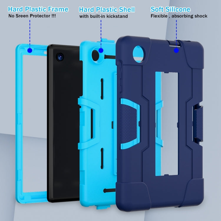 For TCL Tab 8 LE / WiFi Contrast Color Silicone Hybrid PC Tablet Case with Holder(Navy Blue) - Others by PMC TechLife | Online Shopping South Africa | PMC TechLife | Buy Now Pay Later Mobicred