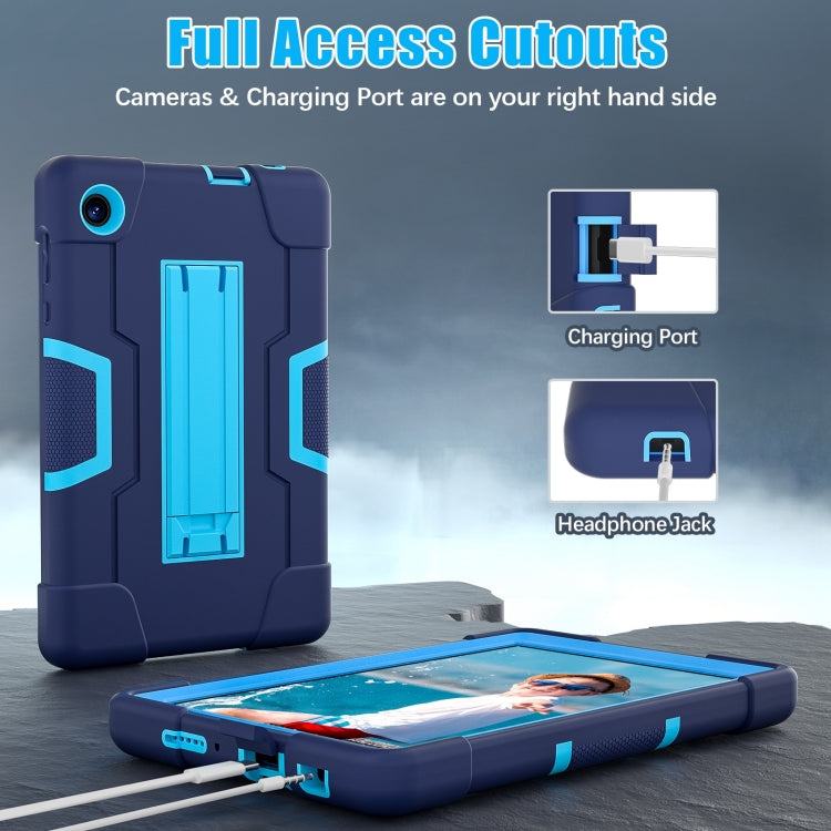 For TCL Tab 8 LE / WiFi Contrast Color Silicone Hybrid PC Tablet Case with Holder(Navy Blue) - Others by PMC TechLife | Online Shopping South Africa | PMC TechLife | Buy Now Pay Later Mobicred