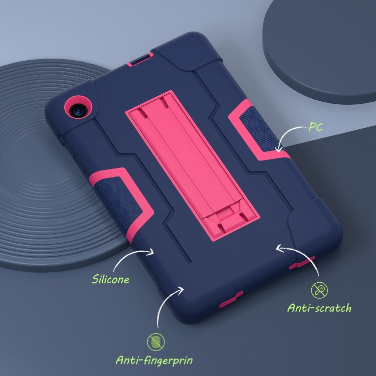 For TCL Tab 8 LE / WiFi Contrast Color Silicone Hybrid PC Tablet Case with Holder(Navy Blue Rose Red) - Others by PMC TechLife | Online Shopping South Africa | PMC TechLife | Buy Now Pay Later Mobicred