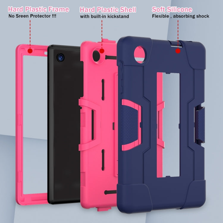 For TCL Tab 8 LE / WiFi Contrast Color Silicone Hybrid PC Tablet Case with Holder(Navy Blue Rose Red) - Others by PMC TechLife | Online Shopping South Africa | PMC TechLife | Buy Now Pay Later Mobicred