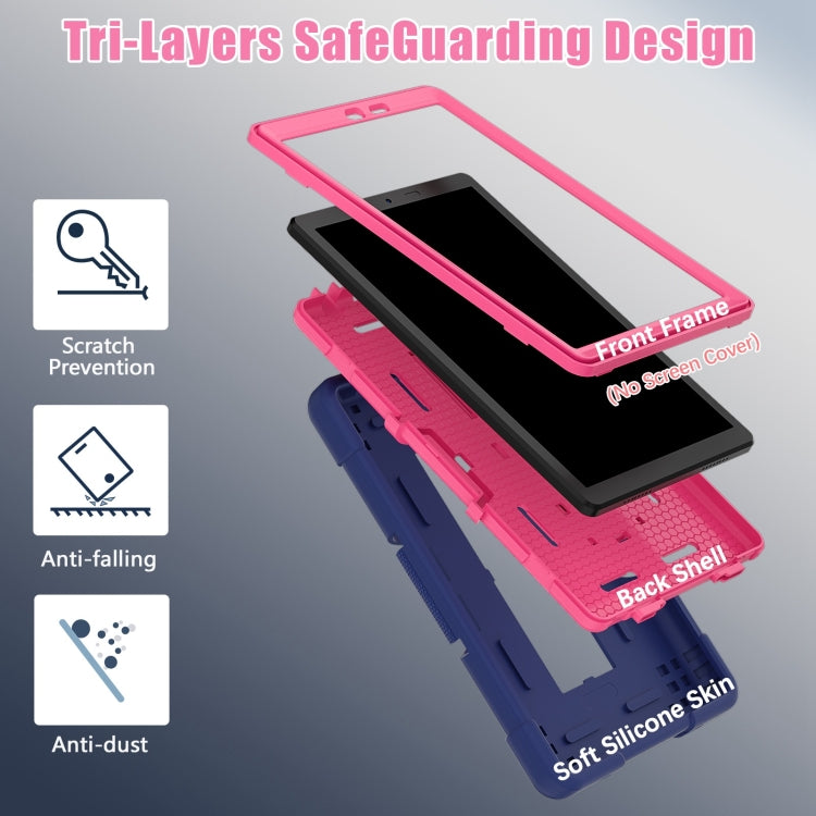 For TCL Tab 8 LE / WiFi Contrast Color Silicone Hybrid PC Tablet Case with Holder(Navy Blue Rose Red) - Others by PMC TechLife | Online Shopping South Africa | PMC TechLife | Buy Now Pay Later Mobicred