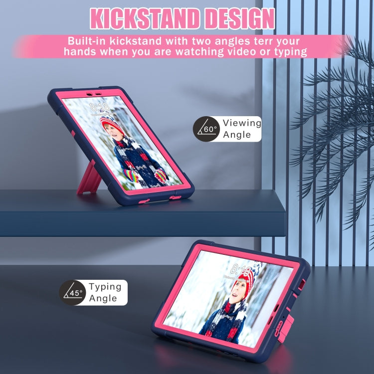 For TCL Tab 8 LE / WiFi Contrast Color Silicone Hybrid PC Tablet Case with Holder(Navy Blue Rose Red) - Others by PMC TechLife | Online Shopping South Africa | PMC TechLife | Buy Now Pay Later Mobicred