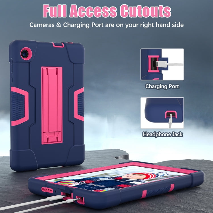 For TCL Tab 8 LE / WiFi Contrast Color Silicone Hybrid PC Tablet Case with Holder(Navy Blue Rose Red) - Others by PMC TechLife | Online Shopping South Africa | PMC TechLife | Buy Now Pay Later Mobicred