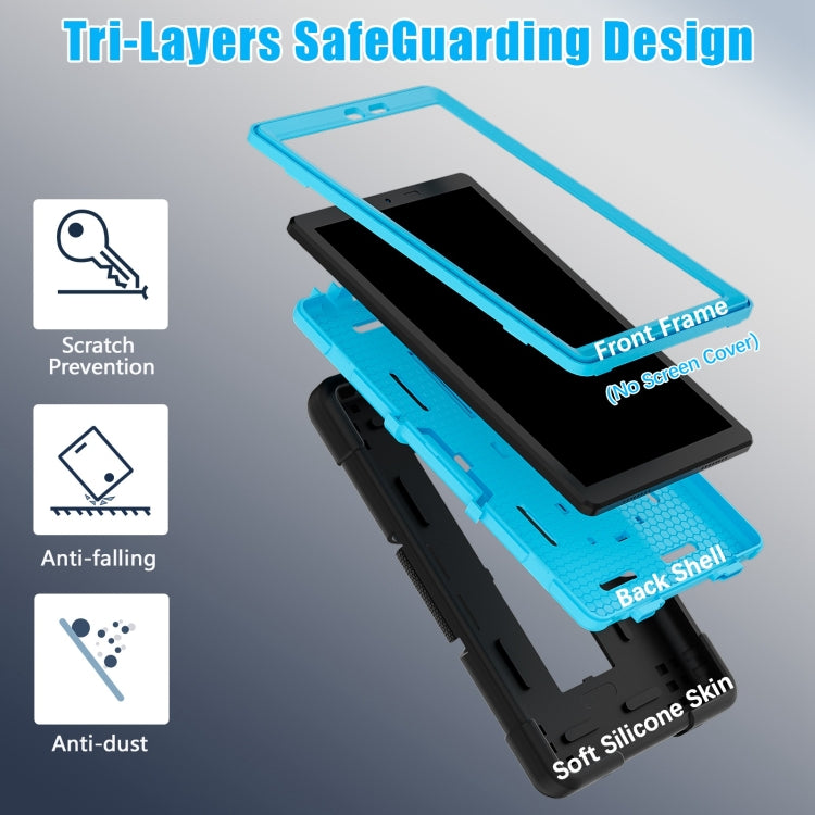For TCL Tab 8 LE / WiFi Contrast Color Silicone Hybrid PC Tablet Case with Holder(Black Blue) - Others by PMC TechLife | Online Shopping South Africa | PMC TechLife | Buy Now Pay Later Mobicred