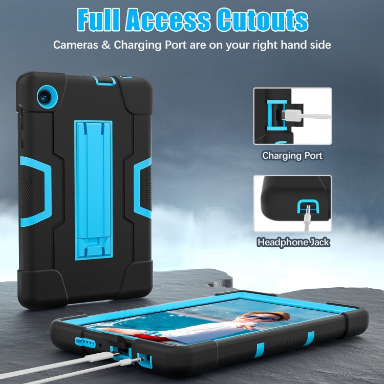 For TCL Tab 8 LE / WiFi Contrast Color Silicone Hybrid PC Tablet Case with Holder(Black Blue) - Others by PMC TechLife | Online Shopping South Africa | PMC TechLife | Buy Now Pay Later Mobicred