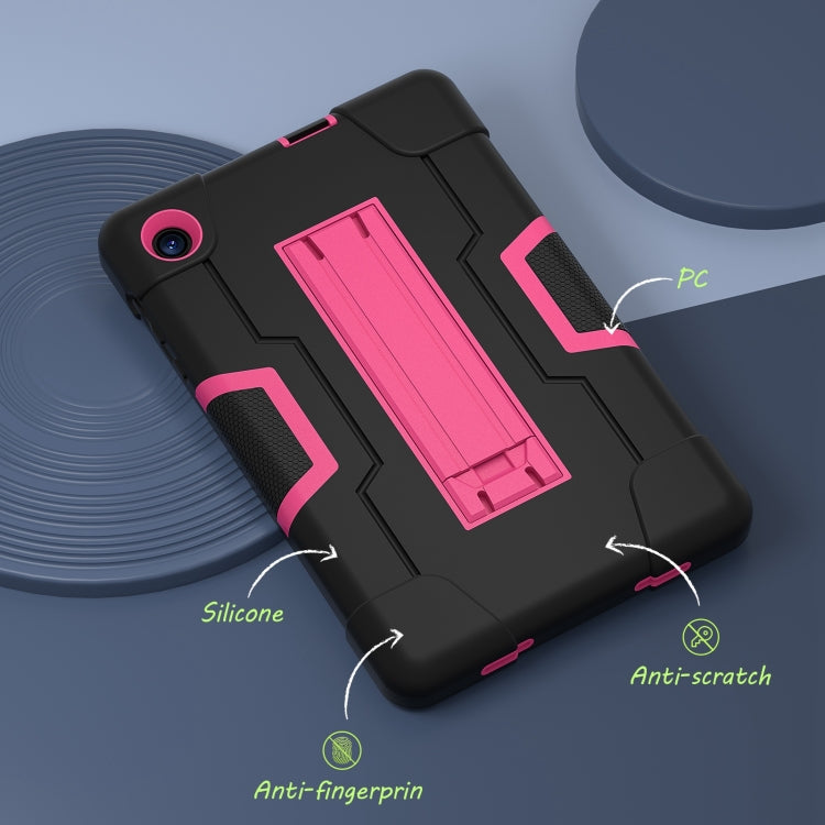 For TCL Tab 8 LE / WiFi Contrast Color Silicone Hybrid PC Tablet Case with Holder(Black Rose Red) - Others by PMC TechLife | Online Shopping South Africa | PMC TechLife | Buy Now Pay Later Mobicred