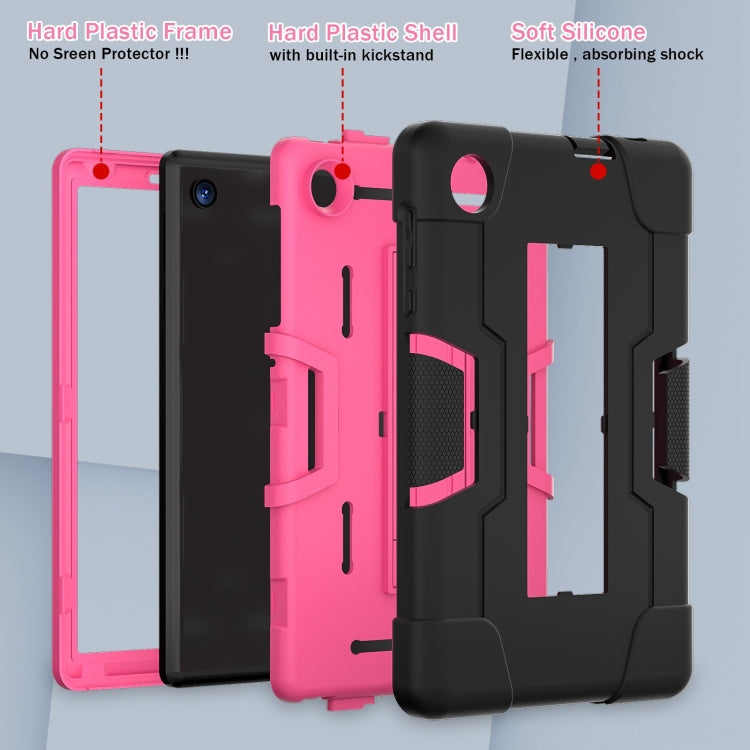 For TCL Tab 8 LE / WiFi Contrast Color Silicone Hybrid PC Tablet Case with Holder(Black Rose Red) - Others by PMC TechLife | Online Shopping South Africa | PMC TechLife | Buy Now Pay Later Mobicred