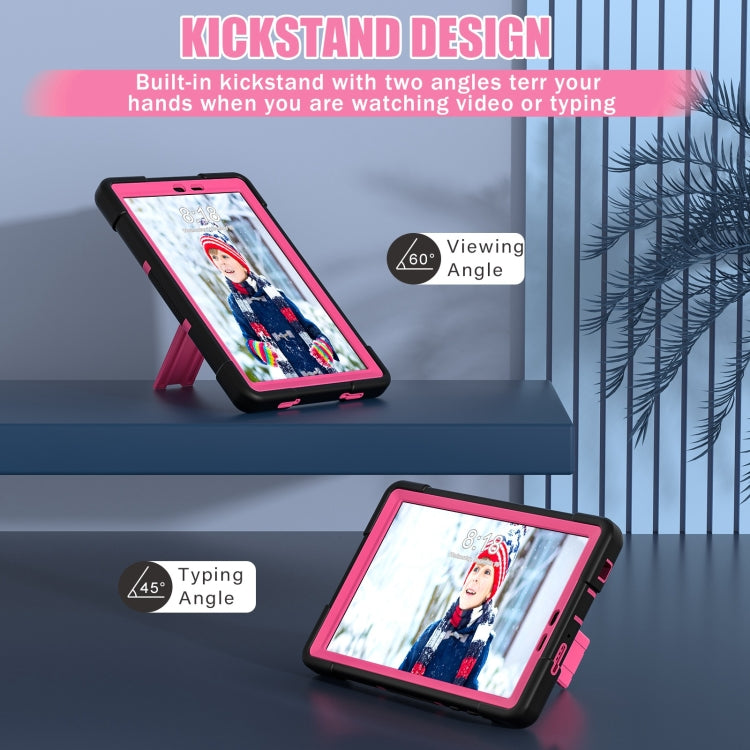 For TCL Tab 8 LE / WiFi Contrast Color Silicone Hybrid PC Tablet Case with Holder(Black Rose Red) - Others by PMC TechLife | Online Shopping South Africa | PMC TechLife | Buy Now Pay Later Mobicred