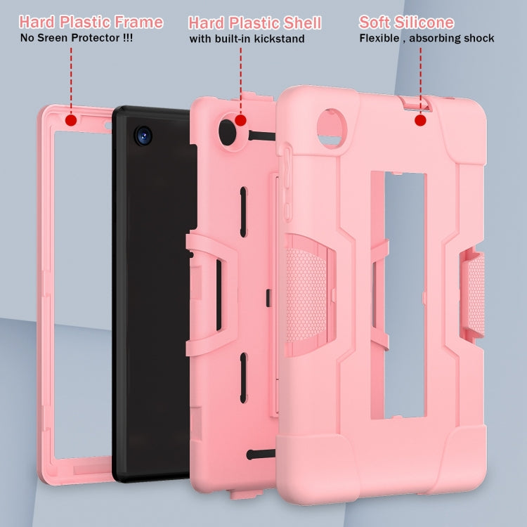 For TCL Tab 8 LE / WiFi Contrast Color Silicone Hybrid PC Tablet Case with Holder(Rose Gold) - Others by PMC TechLife | Online Shopping South Africa | PMC TechLife | Buy Now Pay Later Mobicred