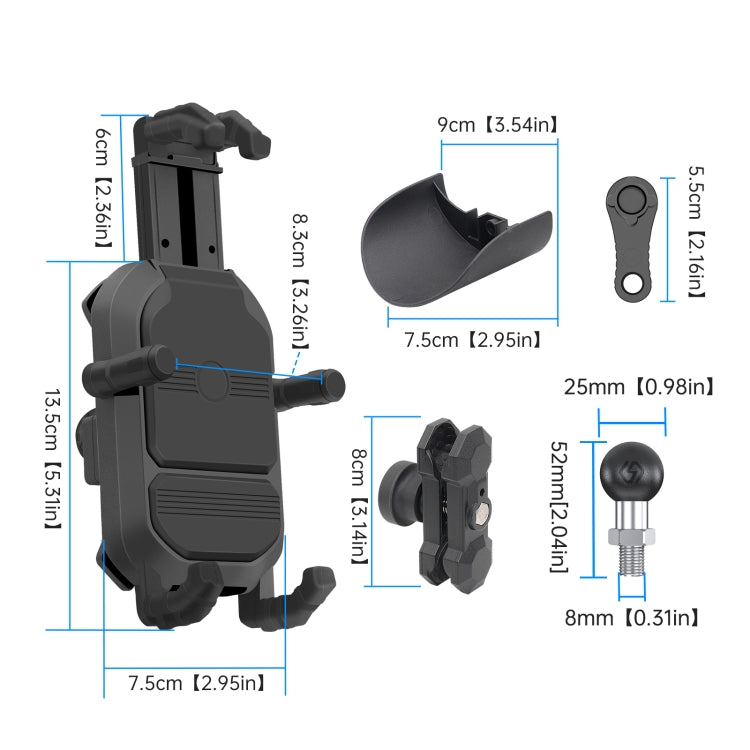 WUPP ZH-1848A1 Motorcycle Shock Absorption Riding Phone Navigation Holder, Style:M8 Ball Joint - free shipping - PMC TechLife - Order now!