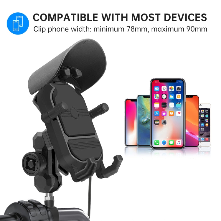 WUPP ZH-1848B2 15W Motorcycle Wireless Fast Charging Phone Navigation Holder, Style:M10 Ball Joint - Holder by WUPP | Online Shopping South Africa | PMC TechLife | Buy Now Pay Later Mobicred