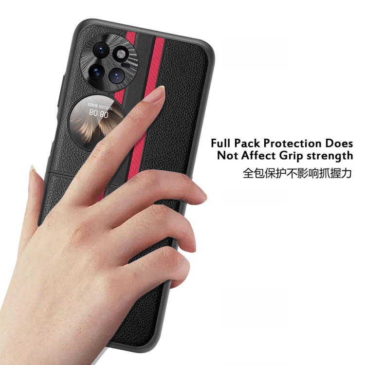 For Huawei P50 Pocket  Litchi Texture PU Shockproof Phone Case(Pink) - Huawei Cases by PMC TechLife | Online Shopping South Africa | PMC TechLife | Buy Now Pay Later Mobicred