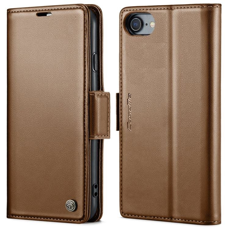 For iPhone SE 2022/SE 2020/6/7/8 CaseMe 023 Butterfly Buckle Litchi Texture RFID Anti-theft Leather Phone Case(Brown) - More iPhone Cases by CaseMe | Online Shopping South Africa | PMC TechLife | Buy Now Pay Later Mobicred