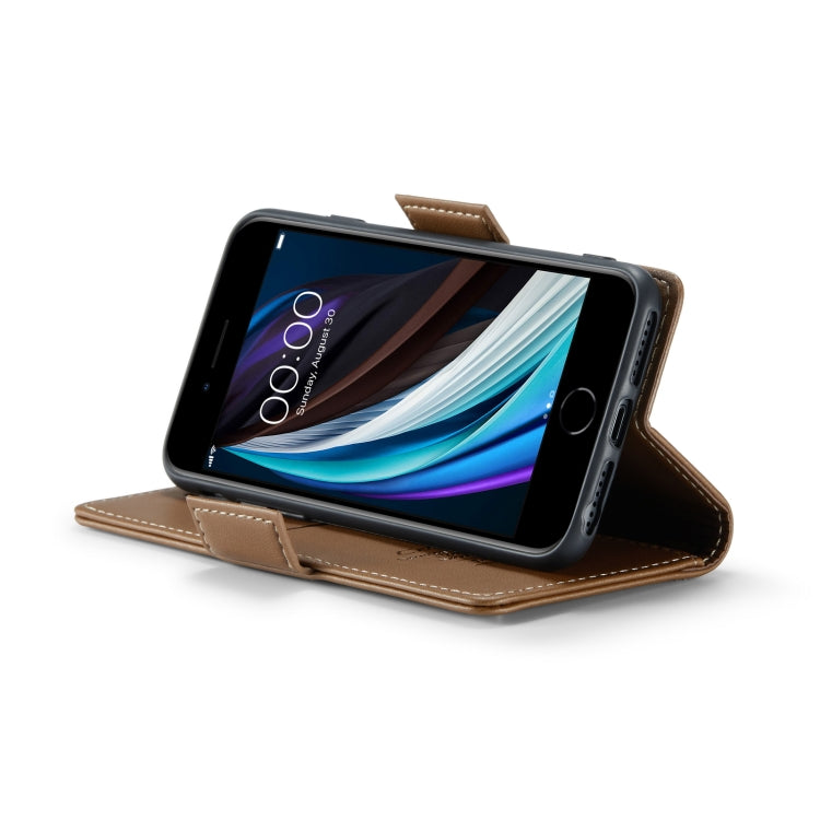 For iPhone SE 2022/SE 2020/6/7/8 CaseMe 023 Butterfly Buckle Litchi Texture RFID Anti-theft Leather Phone Case(Brown) - More iPhone Cases by CaseMe | Online Shopping South Africa | PMC TechLife | Buy Now Pay Later Mobicred