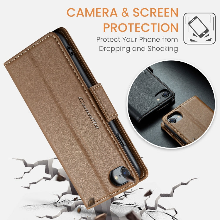 For iPhone SE 2022/SE 2020/6/7/8 CaseMe 023 Butterfly Buckle Litchi Texture RFID Anti-theft Leather Phone Case(Brown) - More iPhone Cases by CaseMe | Online Shopping South Africa | PMC TechLife | Buy Now Pay Later Mobicred