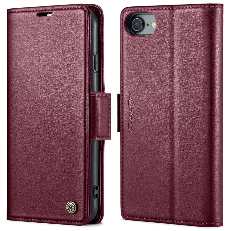 For iPhone SE 2022/SE 2020/6/7/8 CaseMe 023 Butterfly Buckle Litchi Texture RFID Anti-theft Leather Phone Case(Wine Red) - More iPhone Cases by CaseMe | Online Shopping South Africa | PMC TechLife | Buy Now Pay Later Mobicred