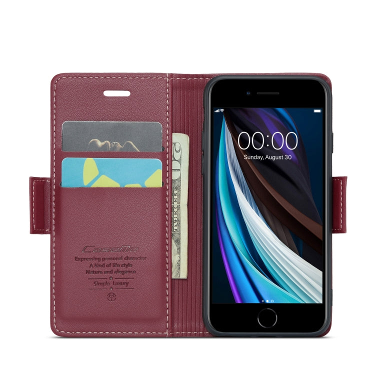 For iPhone SE 2022/SE 2020/6/7/8 CaseMe 023 Butterfly Buckle Litchi Texture RFID Anti-theft Leather Phone Case(Wine Red) - More iPhone Cases by CaseMe | Online Shopping South Africa | PMC TechLife | Buy Now Pay Later Mobicred