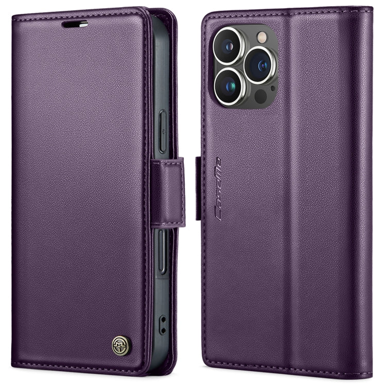 For iPhone 15 Pro Max CaseMe 023 Butterfly Buckle Litchi Texture RFID Anti-theft Leather Phone Case(Pearly Purple) - iPhone 15 Pro Max Cases by CaseMe | Online Shopping South Africa | PMC Jewellery | Buy Now Pay Later Mobicred