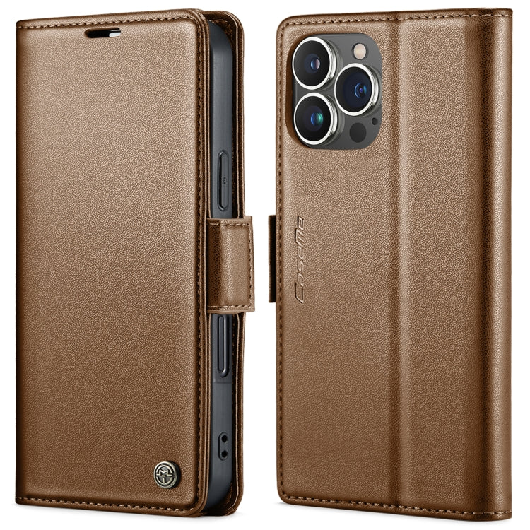 For iPhone 15 Pro CaseMe 023 Butterfly Buckle Litchi Texture RFID Anti-theft Leather Phone Case(Brown) - iPhone 15 Pro Cases by CaseMe | Online Shopping South Africa | PMC Jewellery | Buy Now Pay Later Mobicred