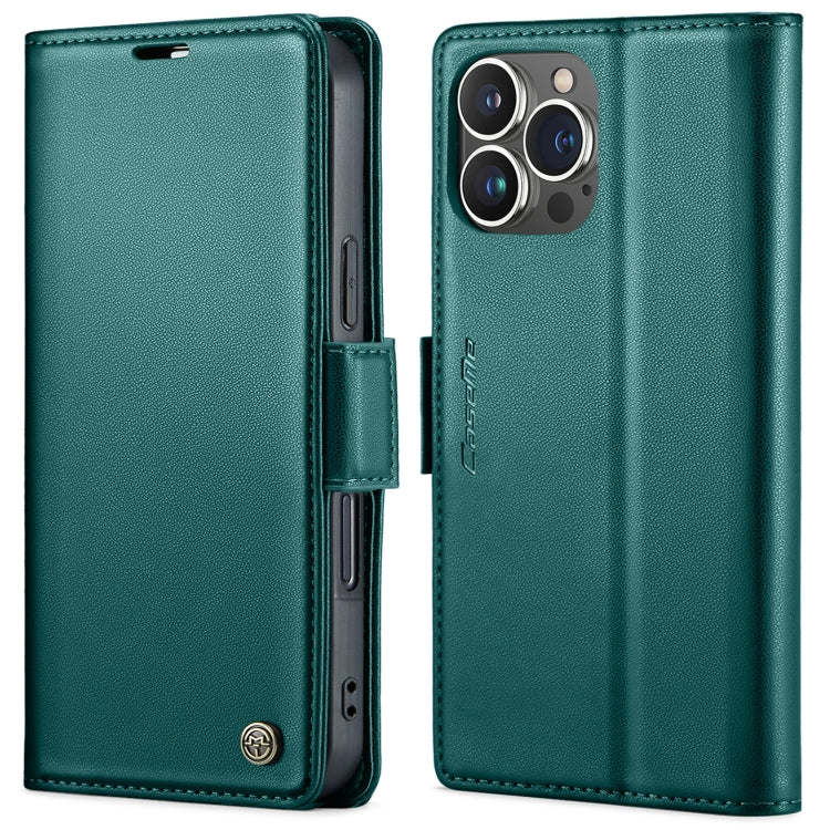 For iPhone 15 Pro CaseMe 023 Butterfly Buckle Litchi Texture RFID Anti-theft Leather Phone Case(Pearly Blue) - iPhone 15 Pro Cases by CaseMe | Online Shopping South Africa | PMC Jewellery | Buy Now Pay Later Mobicred