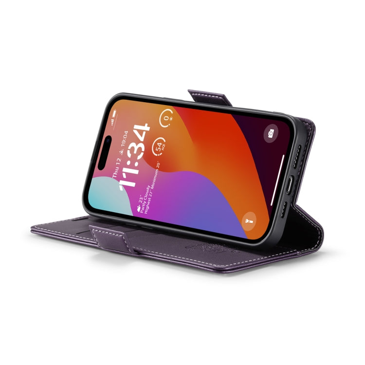 For iPhone 15 Pro CaseMe 023 Butterfly Buckle Litchi Texture RFID Anti-theft Leather Phone Case(Pearly Purple) - free shipping - PMC Jewellery - Order now!