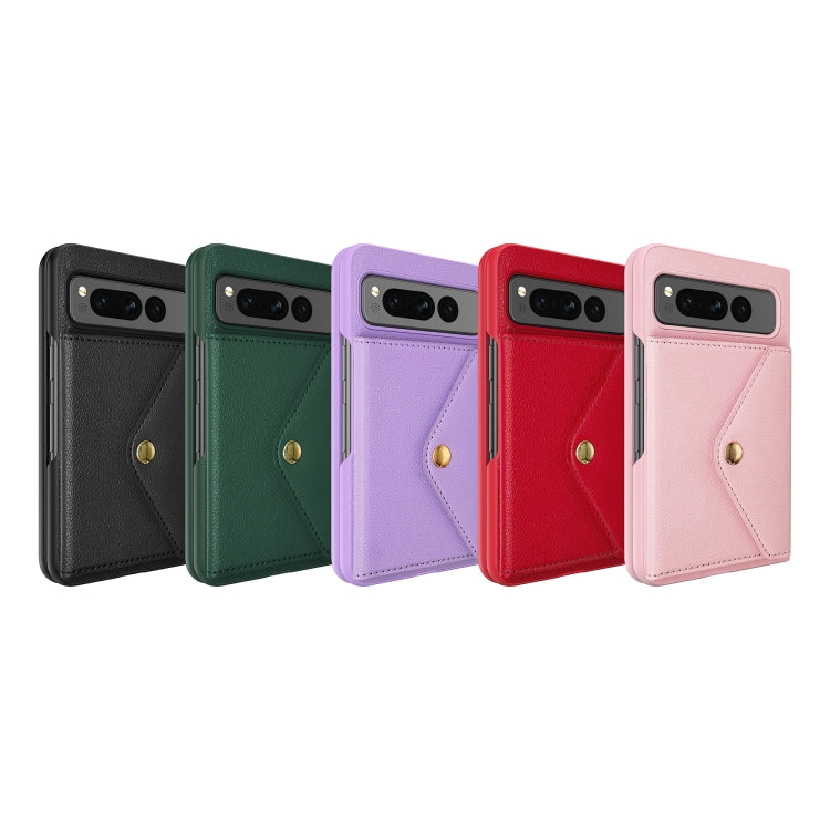 For Google Pixel Fold Litchi Texture Integrated Phone Case with Card Bag(Purple) - free shipping - PMC TechLife - Order now!