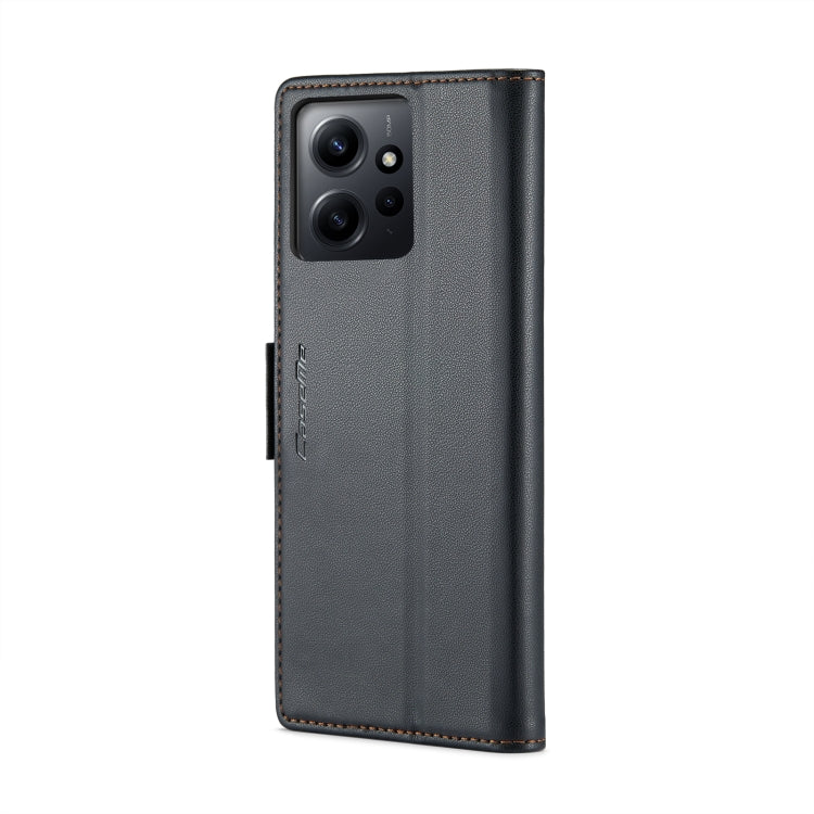 For Xiaomi Redmi Note 12 4G Global CaseMe 023 Butterfly Buckle Litchi Texture RFID Anti-theft Leather Phone Case(Black) - free shipping - PMC Jewellery - Order now!