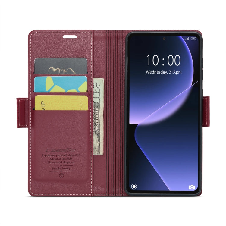 For Xiaomi 13T/13T Pro CaseMe 023 Butterfly Buckle Litchi Texture RFID Anti-theft Leather Phone Case(Wine Red) - Xiaomi Cases by CaseMe | Online Shopping South Africa | PMC Jewellery | Buy Now Pay Later Mobicred