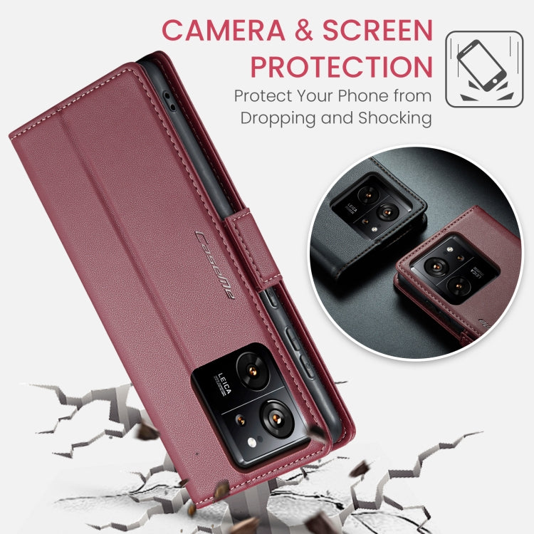 For Xiaomi 13T/13T Pro CaseMe 023 Butterfly Buckle Litchi Texture RFID Anti-theft Leather Phone Case(Wine Red) - Xiaomi Cases by CaseMe | Online Shopping South Africa | PMC Jewellery | Buy Now Pay Later Mobicred