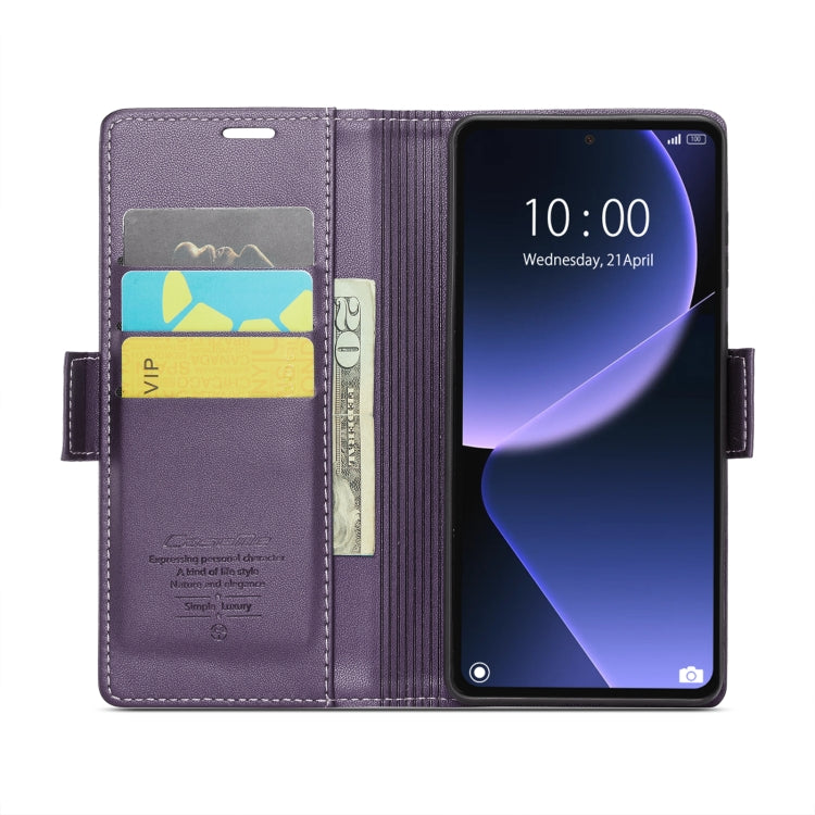 For Xiaomi 13T/13T Pro CaseMe 023 Butterfly Buckle Litchi Texture RFID Anti-theft Leather Phone Case(Pearly Purple) - free shipping - PMC Jewellery - Order now!