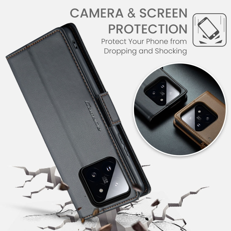 For Xiaomi 14 CaseMe 023 Butterfly Buckle Litchi Texture RFID Anti-theft Leather Phone Case(Black) - free shipping - PMC Jewellery - Order now!