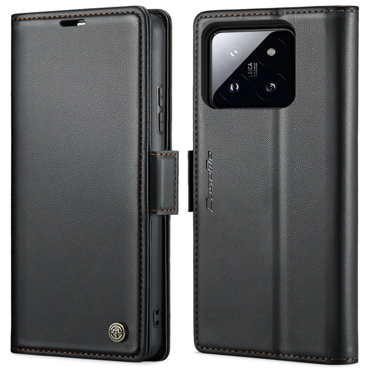For Xiaomi 14 CaseMe 023 Butterfly Buckle Litchi Texture RFID Anti-theft Leather Phone Case(Black) - free shipping - PMC Jewellery - Order now!