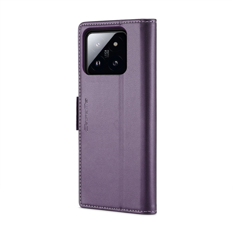 For Xiaomi 14 CaseMe 023 Butterfly Buckle Litchi Texture RFID Anti-theft Leather Phone Case(Pearly Purple) - free shipping - PMC Jewellery - Order now!