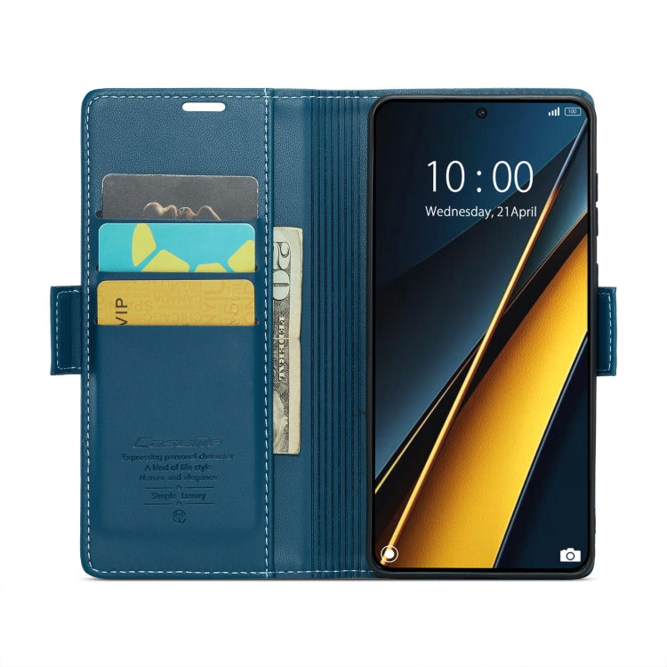 For Xiaomi Poco X6 Pro 5G/Redmi K70E 5G CaseMe 023 Butterfly Buckle Litchi Texture RFID Anti-theft Leather Phone Case(Blue) - Xiaomi Cases by CaseMe | Online Shopping South Africa | PMC Jewellery | Buy Now Pay Later Mobicred