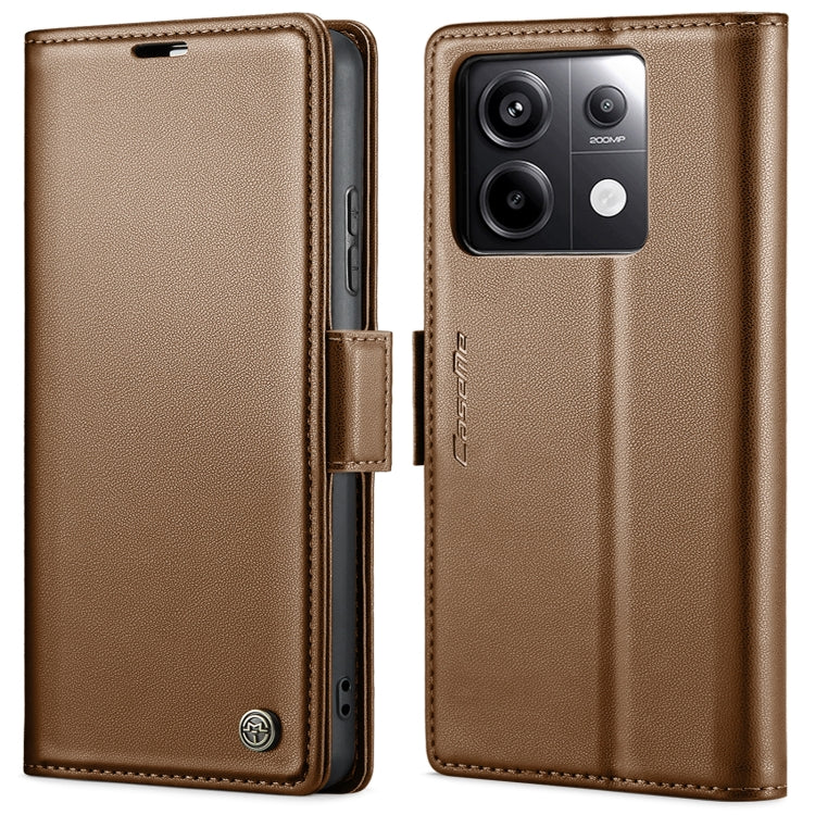 For Xiaomi Redmi Note 13 Pro 4G CaseMe 023 Butterfly Buckle Litchi Texture RFID Anti-theft Leather Phone Case(Brown) - Xiaomi Cases by CaseMe | Online Shopping South Africa | PMC Jewellery | Buy Now Pay Later Mobicred