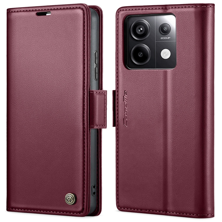 For Xiaomi Redmi Note 13 Pro 4G CaseMe 023 Butterfly Buckle Litchi Texture RFID Anti-theft Leather Phone Case(Wine Red) - Xiaomi Cases by CaseMe | Online Shopping South Africa | PMC Jewellery | Buy Now Pay Later Mobicred