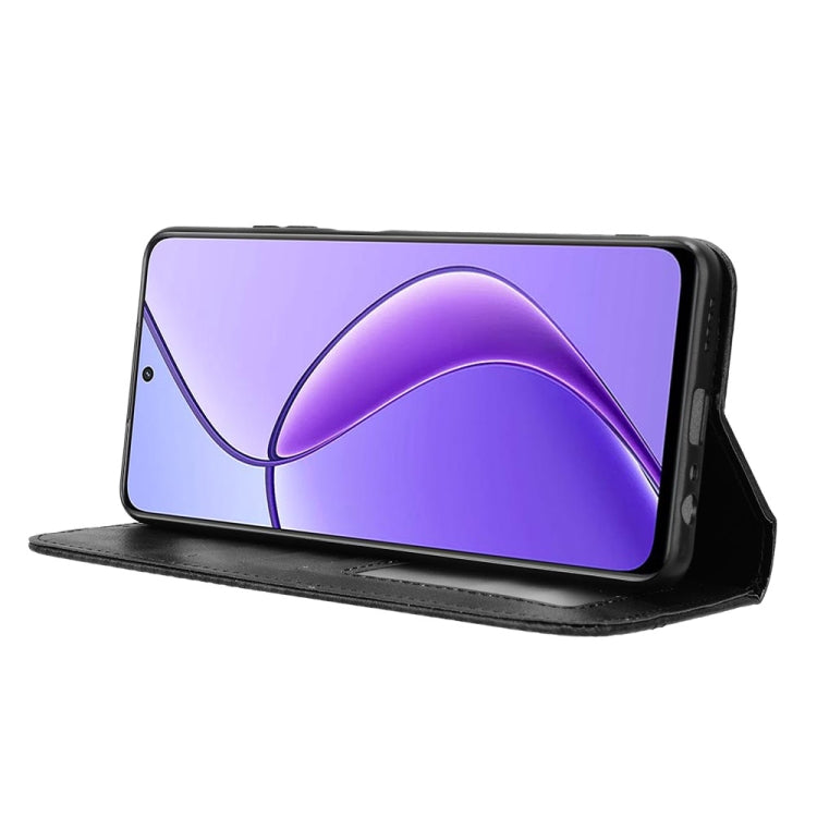 For Realme 12 / 12X 5G Magnetic Buckle Retro Texture Leather Phone Case(Black) - Realme Cases by PMC TechLife | Online Shopping South Africa | PMC TechLife | Buy Now Pay Later Mobicred