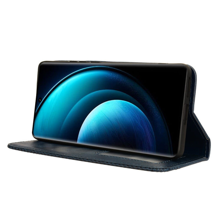 For vivo X100 5G Magnetic Buckle Retro Texture Leather Phone Case(Blue) - X100 Cases by PMC TechLife | Online Shopping South Africa | PMC TechLife | Buy Now Pay Later Mobicred