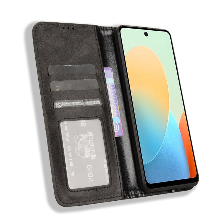 For Tecno Spark Go 2024 Magnetic Buckle Retro Texture Leather Phone Case(Black) - Tecno Cases by PMC Jewellery | Online Shopping South Africa | PMC Jewellery | Buy Now Pay Later Mobicred