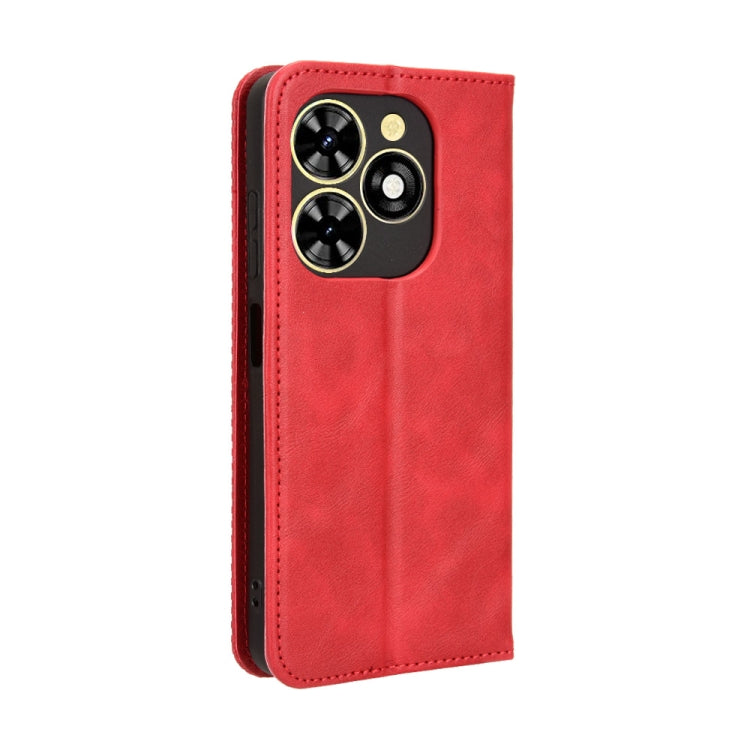 For Tecno Spark Go 2024 Magnetic Buckle Retro Texture Leather Phone Case(Red) - Tecno Cases by PMC Jewellery | Online Shopping South Africa | PMC Jewellery | Buy Now Pay Later Mobicred