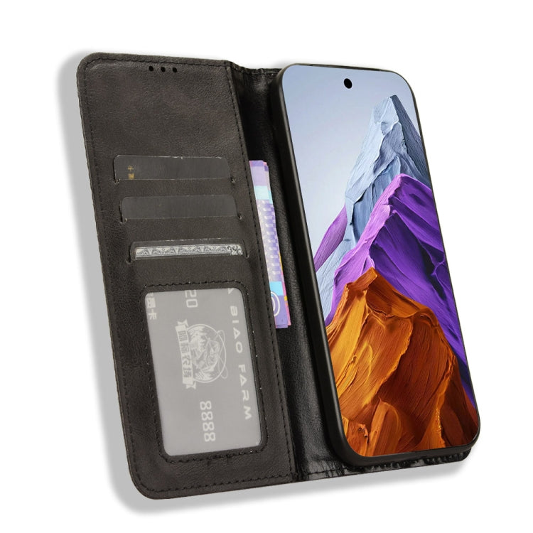 For Google Pixel 9 Pro Magnetic Buckle Retro Texture Leather Phone Case(Black) - Google Cases by PMC TechLife | Online Shopping South Africa | PMC TechLife | Buy Now Pay Later Mobicred