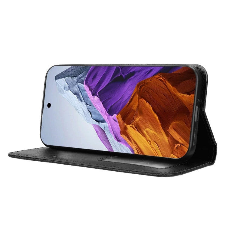For Google Pixel 9 Pro Magnetic Buckle Retro Texture Leather Phone Case(Black) - Google Cases by PMC TechLife | Online Shopping South Africa | PMC TechLife | Buy Now Pay Later Mobicred