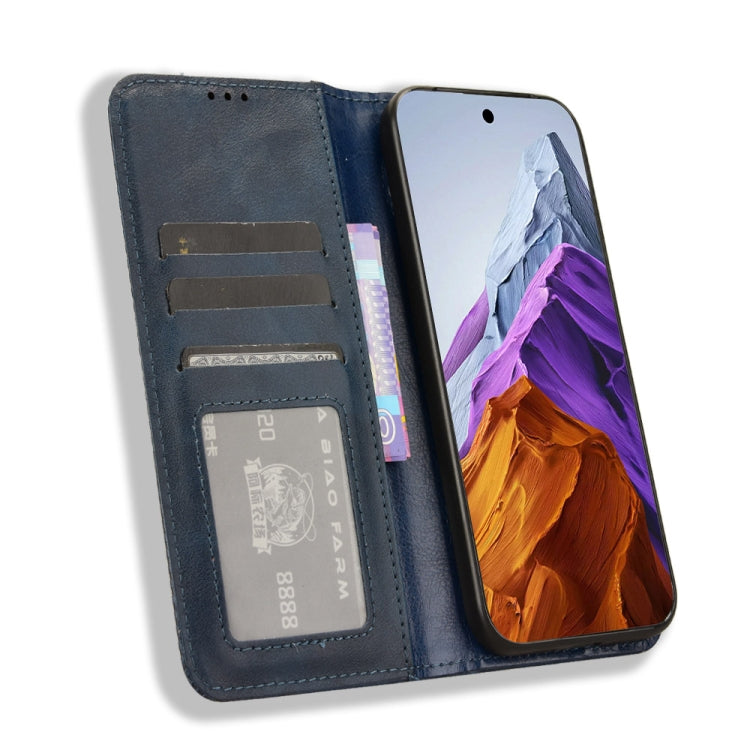 For Google Pixel 9 Pro Magnetic Buckle Retro Texture Leather Phone Case(Blue) - Google Cases by PMC TechLife | Online Shopping South Africa | PMC TechLife | Buy Now Pay Later Mobicred