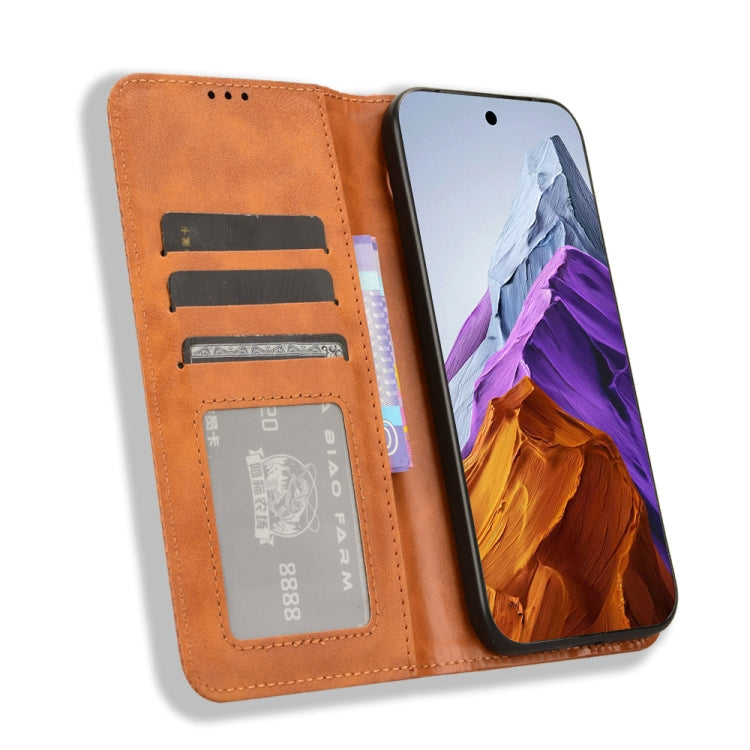 For Google Pixel 9 Pro Magnetic Buckle Retro Texture Leather Phone Case(Brown) - Google Cases by PMC TechLife | Online Shopping South Africa | PMC TechLife | Buy Now Pay Later Mobicred