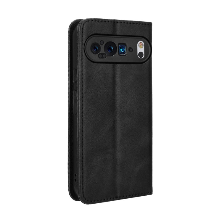 For Google Pixel 9 Magnetic Buckle Retro Texture Leather Phone Case(Black) - Google Cases by PMC TechLife | Online Shopping South Africa | PMC TechLife | Buy Now Pay Later Mobicred