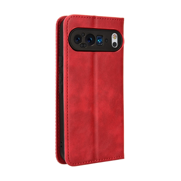 For Google Pixel 9 Magnetic Buckle Retro Texture Leather Phone Case(Red) - Google Cases by PMC TechLife | Online Shopping South Africa | PMC TechLife | Buy Now Pay Later Mobicred