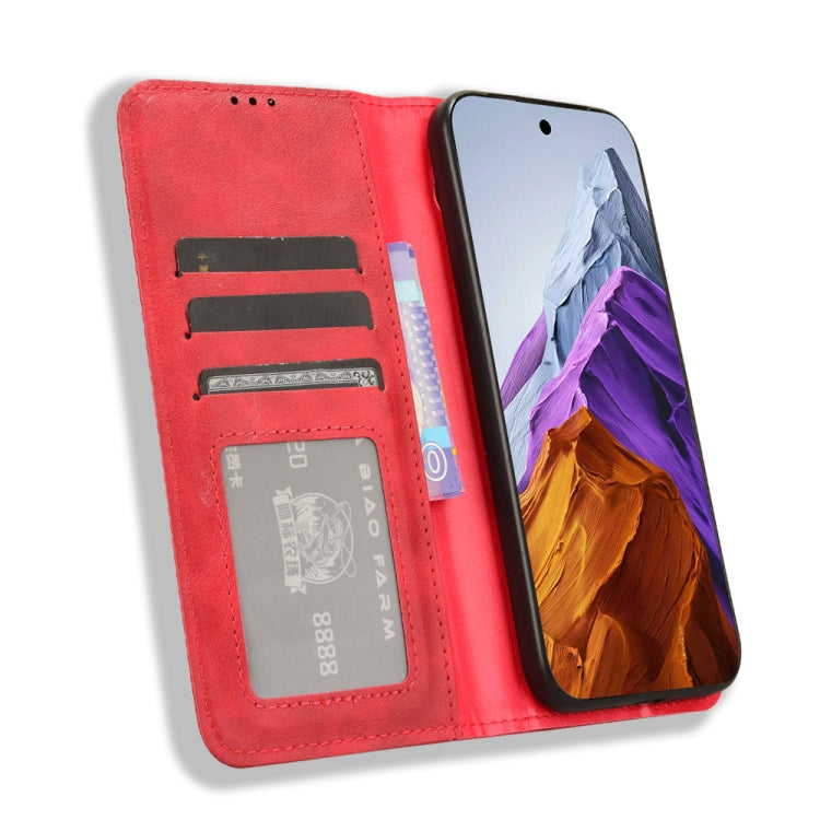 For Google Pixel 9 Magnetic Buckle Retro Texture Leather Phone Case(Red) - Google Cases by PMC TechLife | Online Shopping South Africa | PMC TechLife | Buy Now Pay Later Mobicred