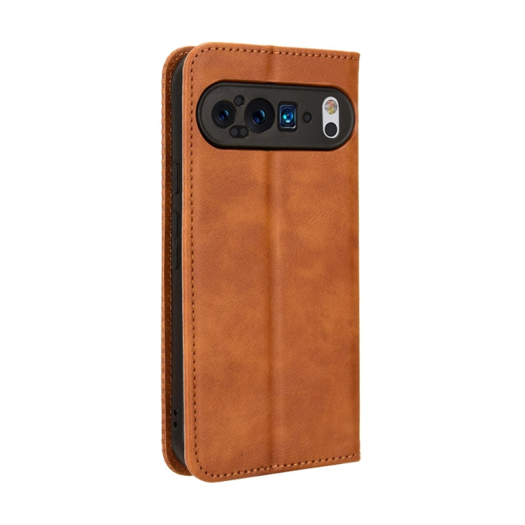 For Google Pixel 9 Magnetic Buckle Retro Texture Leather Phone Case(Brown) - Google Cases by PMC TechLife | Online Shopping South Africa | PMC TechLife | Buy Now Pay Later Mobicred